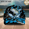 Maxcorners  Fishing Geometric Splash Dark Blue Pattern Personalized Name Classic 3D Cap (9 Breeds)