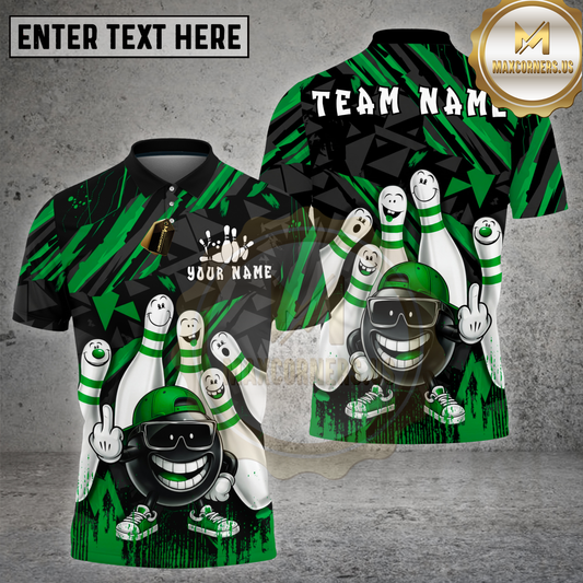 Maxcorners Bowling Funny Pin Characters Urban Graffiti Style Multicolor Options Personalized Name, Team Name 3D Shirt (4 Colors)