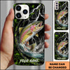 Maxcorners Bass Fishing Phone Case Neon Lightning Hexagon Water Splash Design Personalized Name Phone Case (12 Fish Species)