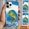 Maxcorners Bass Fishing Phone Case Aqua Water Splash Scale Pattern Design Personalized Fisherman Name Phone Case (12 Fish Species)