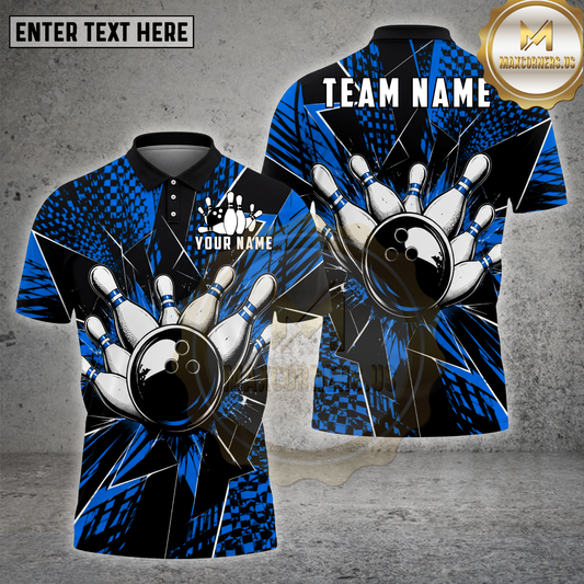 Maxcorners Bowling Pin Impact Black Shatter Multiple Options Personalized Name, Team Name 3D Shirt