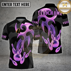 Maxcorners Bowling Golden Crown Strike Emblem Multi Options Personalized Name, Team Name 3D Shirt