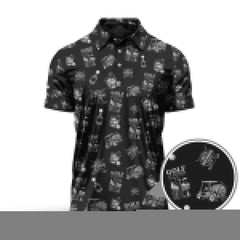 Maxcorners Golf and Bourbon Pattern Polos, Funny Bourbon Shirt For Men, Crazy Golf Shirts For Golfers