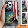 Maxcorners Fishing American Flag Patriotic Splash Personalized Name Phone Case (10 Fish Species)