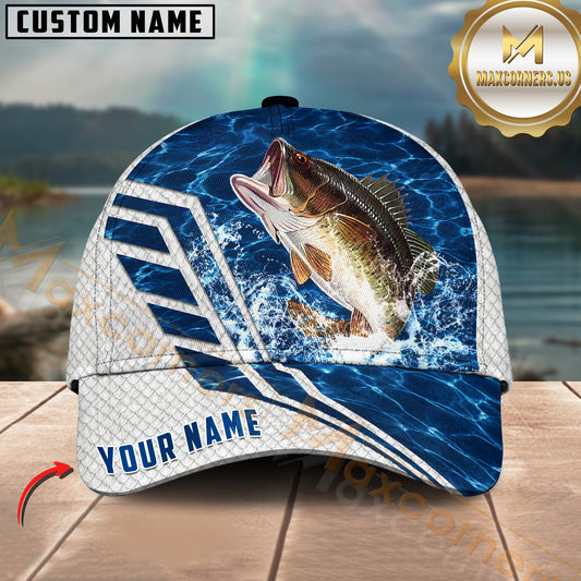 Maxcorners Fishing Blue Lake Angler Personalized 3D Cap  (13 Fish Species)