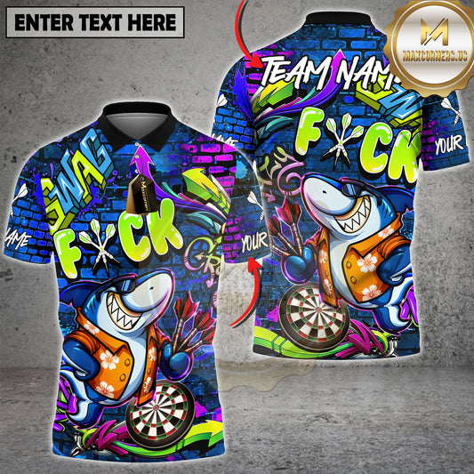 Maxcorners Darts Shirt Graffiti Shark Neon Street Art Brick Wall Multicolor Options Personalized Name, Team Name 3D Shirt (6 Colors)