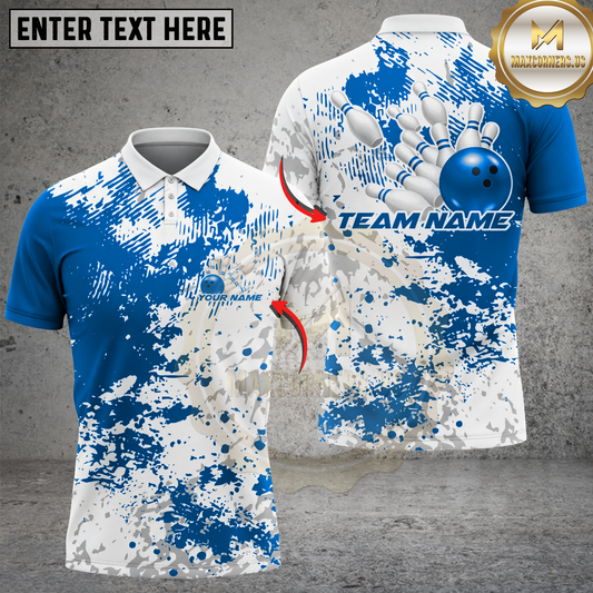 Maxcorners Bowling Shirt Paint Splash Strike Artistic Pattern Multicolor Options Personalized Name, Team Name 3D Shirt (4 Colors)