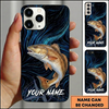 Maxcorners Deep Blue Swirl Compass Art Custom Name Fishing Phone Case