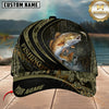 Maxcorners Fishing Black Olive Woodland Wave Customized Name 3D Cap