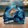 Maxcorners Fishing Electric Blue Wave Splash Custom Name 3D Cap