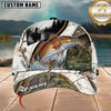 Maxcorners Fishing White Woodland Lake Splash Customized Name 3D Cap