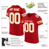 Maxcorners Custom Red White-Gold Mesh Authentic Football Jersey LM2605