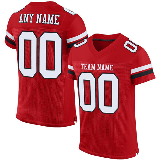 Maxcorners Custom Red White-Black Mesh Authentic Football Jersey LM2605