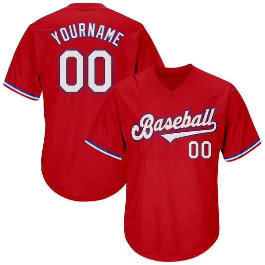 Maxcorners Custom Red White-Royal Authentic Throwback Rib-Knit Baseball Jersey Shirt LM2605