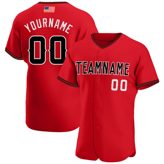 Maxcorners Custom Red White-Gold Premium American Flag Fashion Baseball Jersey LM0210