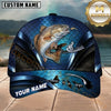 Maxcorners Fishing Deep Blue Fish Scale Metallic Mesh Customized Name 3D Cap
