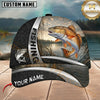 Maxcorners Fishing Black Hexagon Silver Accent Customized Name 3D Cap