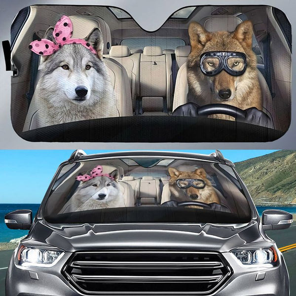 Maxcorners Cute Wolves Car Sun Shade For Summer, Auto Sunshade For Windshield