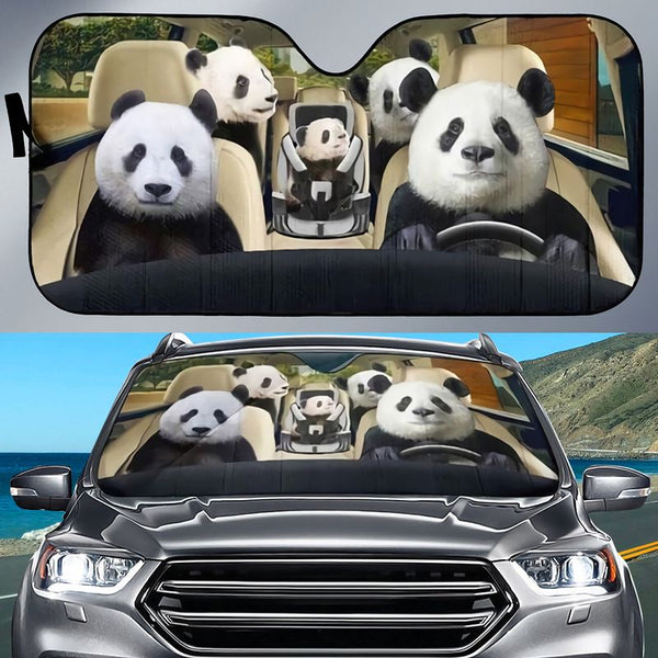 Maxcorners Panda Bear Family Car All Over Printed 3D Sun Shade