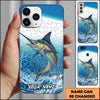 Maxcorners Bass Fishing Phone Case Aqua Water Splash Scale Pattern Design Personalized Fisherman Name Phone Case (12 Fish Species)