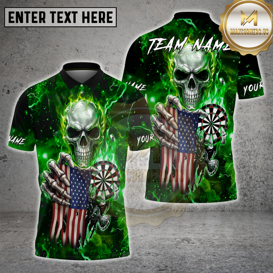 Maxcorners Skull Lightning Dart Board Dark Blue Electric Multicolor Options Personalized Name, Team Name 3D Shirt (4 Colors)