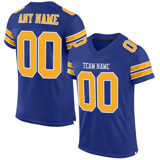 Maxcorners Custom Royal Gold-White Mesh Authentic Football Jersey LM2605