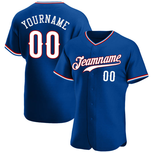 Maxcorners Custom Royal White-Red Authentic Baseball Jersey LM2605