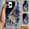Maxcorners Fishing Blue Flame Lightning Strike Personalized Name Phone Case (10 Fish Species)