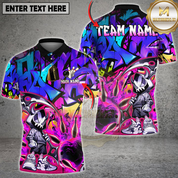 Maxcorners Bowling Grim Reaper Flaming Graffiti Multi Options Personalized Name, Team Name 3D Shirt