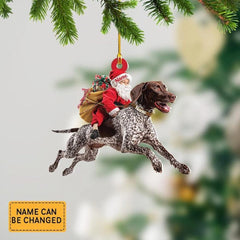 Maxcorners Santa Riding German Shorthaired Pointer Dog Ornament â€“ Realistic Dog2D Flat LM2511