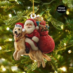 Maxcorners Personalized Golden Retriever dog and Santa Christmas Wood Ornament,
2D Flat LM2511