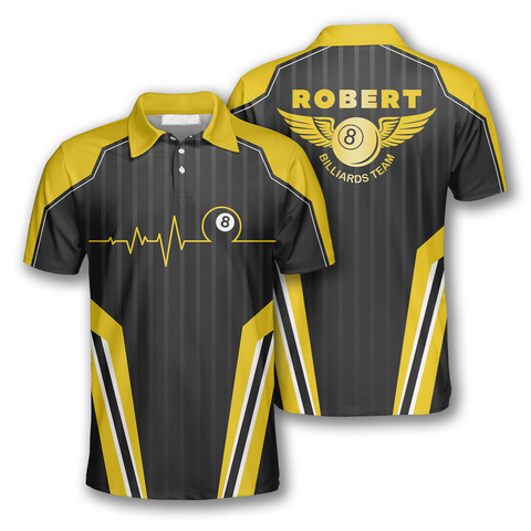 Maxcorners Yellow Heartbeat Sports Billiard Personalized 3D Unisex Shirt