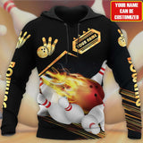 Maxcorners Bowling Strike Bowling Fire 2 3D Custom Name Shirt