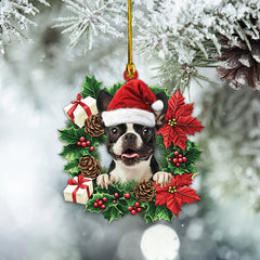Maxcorners Personalized Boston Terrier Dog Christmas Wreath Ornament, Dog Hanging Ornament
2D Flat LM2511