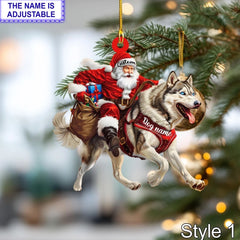 Maxcorners Santa Riding Siberian Husky Christmas Ornament â€“ Funny Dog Lover Tree
2D Flat LM2511