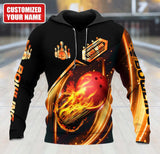 Maxcorners Bowling Strike Fire 3D Custom Name Shirt