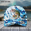 Maxcorners Fishing Blue White Seawwave American Flag Pattern Sport Pattern Personalized Name 3D Cap (11 Breeds)