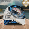 Maxcorners Fishing Blue Lightning White Scale Water Splash Customized Name 3D Cap