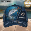 Maxcorners Fishing Deep Blue Water Splash Get Hooked Customized Name 3D Cap