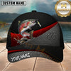 Maxcorners Fishing Neon Ocean Black Red Metal Mesh Customized Name 3D Cap