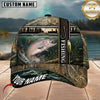 Maxcorners Fishing Patriotic Camo Flag Customized Name 3D Cap