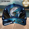 Maxcorners Fishing Deep Blue Fish Scale Metallic Mesh Customized Name 3D Cap