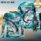 Maxcorners Salmon Fishing Storm Ocean Style Pattern Sport Jersey Personalized Name, Team Name Long Sleeve Shirt