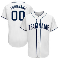Maxcorners Custom White Navy Baseball Jersey LM0609