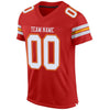 Maxcorners Custom Scarlet White-Gold Mesh Authentic Football Jersey LM2605