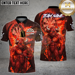 Maxcorners Dart Shirt Fire Bull Flame Dartboard Multioptions Personalized Name, Team Name Unisex 3D Shirt (4 Colors)