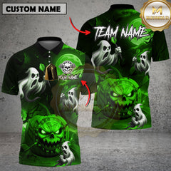 Maxcorners Dart Polo Shirt Halloween Pumpkin Ghost Lightning Multioptions Personalized Name, Team Name Unisex 3D Shirt (4 Colors)