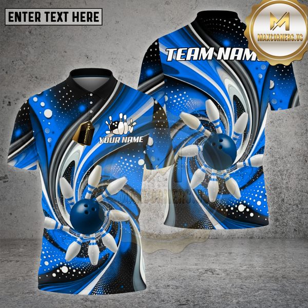 Maxcorners Bowling Shirt – Red Comic Pop-Art Strike Pins & Ball Cartoon Style – Personalized Name, Team Name 3D Shirt