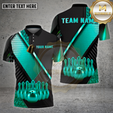 Maxcorners Bowling Shirt – Geometric Gold Black Pattern with Realistic Bowling Ball 3D Design – Personalized Name, Team Name Polo