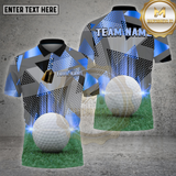 Maxcorners Golf Shirt – Modern Triangle Gold Gray Pattern with Realistic Golf Ball 3D Print – Custom Personalized Name, Team Name Polo